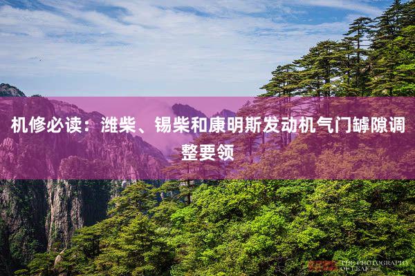 机修必读：潍柴、锡柴和康明斯发动机气门罅隙调整要领