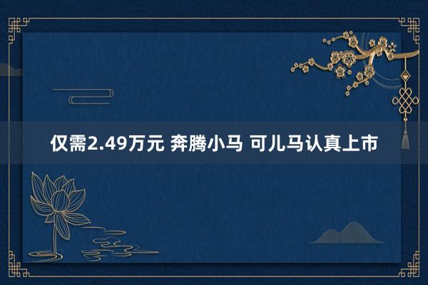 仅需2.49万元 奔腾小马 可儿马认真上市