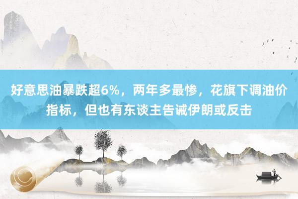 好意思油暴跌超6%，两年多最惨，花旗下调油价指标，但也有东谈主告诫伊朗或反击