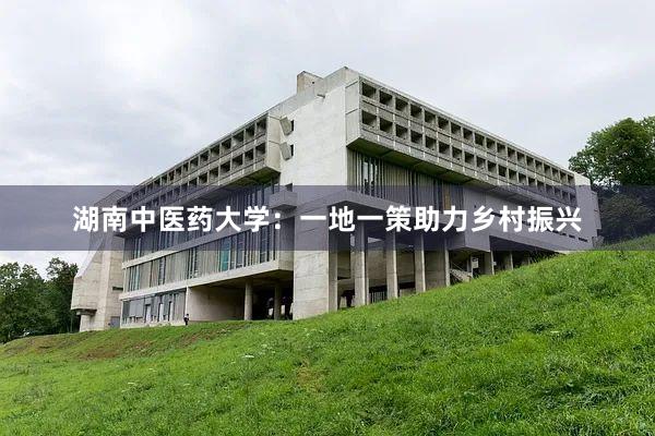 湖南中医药大学：一地一策助力乡村振兴