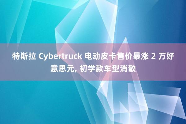 特斯拉 Cybertruck 电动皮卡售价暴涨 2 万好意思元, 初学款车型消散